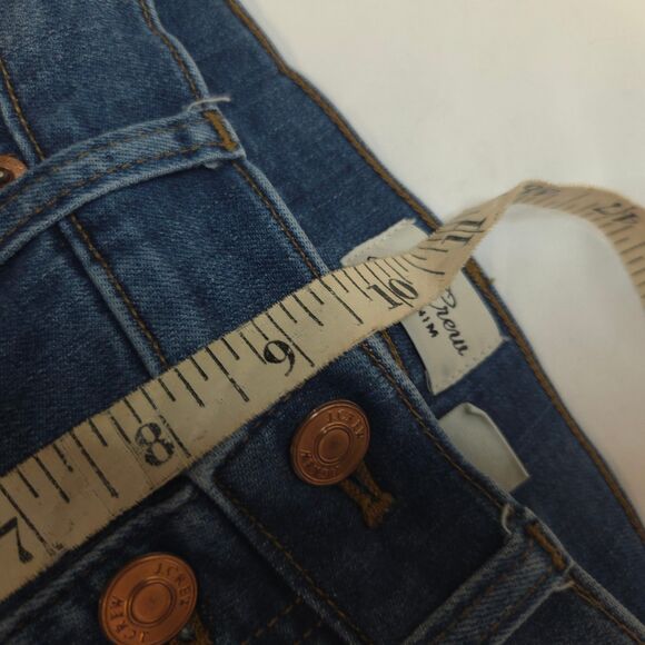 J.Crew Women's 24 Blue Denim Vintage Straight Button Fly Frayed Hem Ankle Jeans - Picture 9 of 10